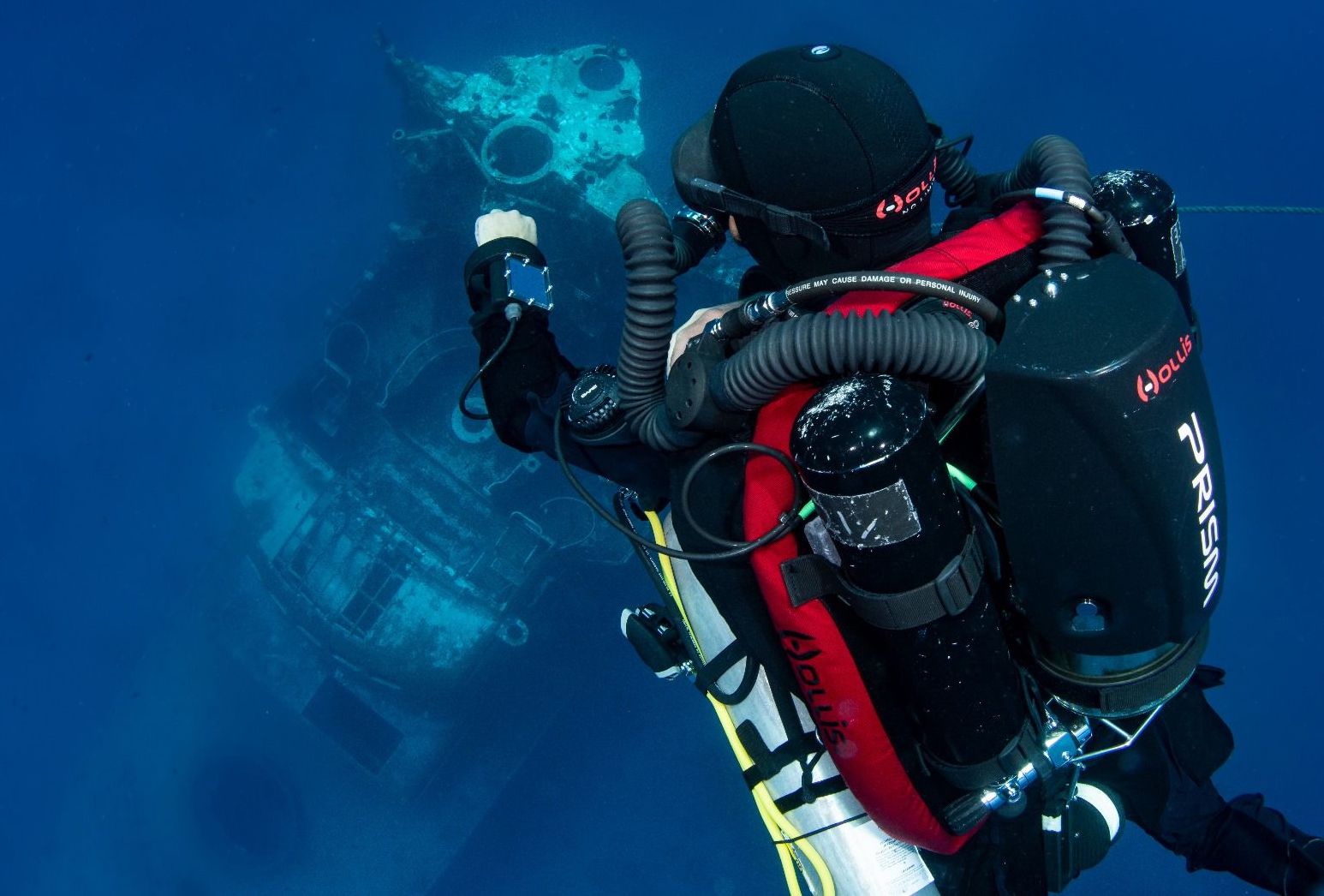 Diver wearing Prism 2 rebreather