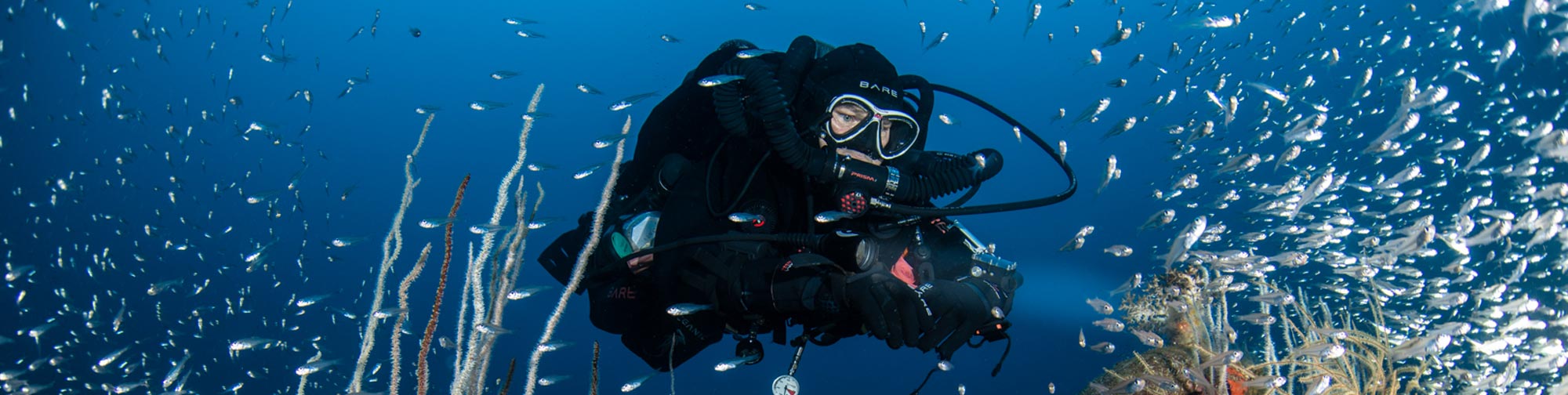 diver wearing a Prism 2 rebreather